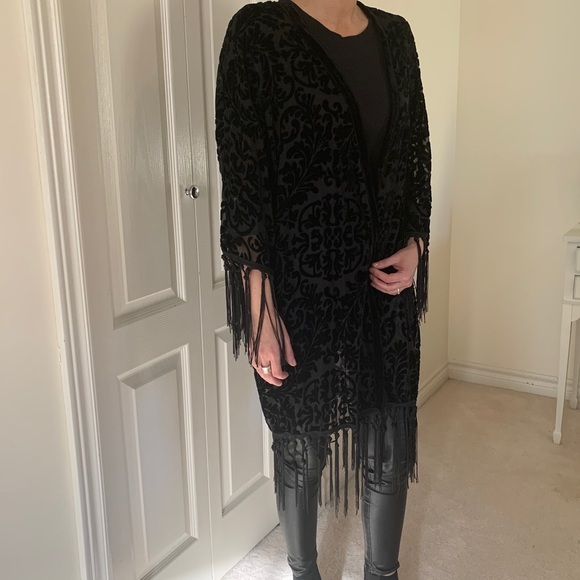 Zara Boho Black cut velvet kimono - Picture 5 of 11